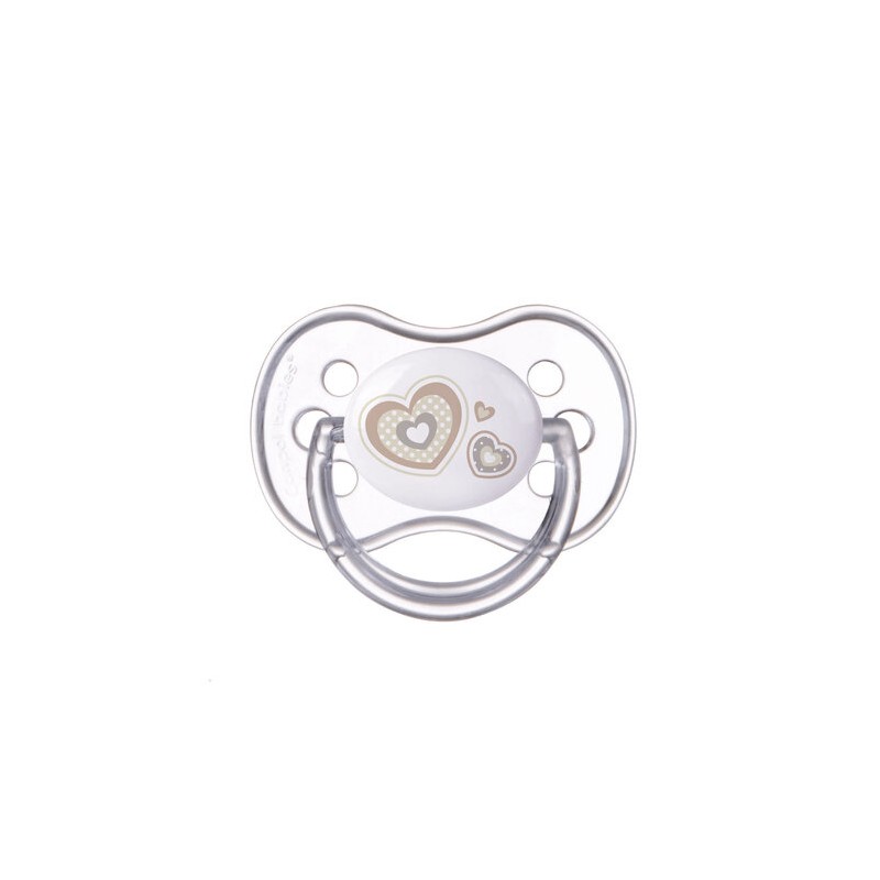 CANPOL 22/581 Smoczek uspokajający silikonowy symetryczny 6-18 m-cy Newborn Baby beżowy