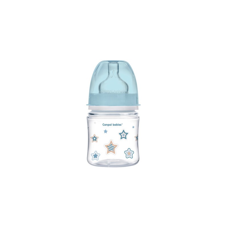 CANPOL 35/216 Butelka szerokootworowa antykolkowa Easystart Newborn Baby 120ml niebieskie gwiazdki